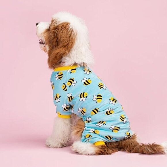 Bumble Bee Fleece Dog Pajamas Warm Winter Clothes for Small Dogs Size Medium NEW - Picture 2 of 7